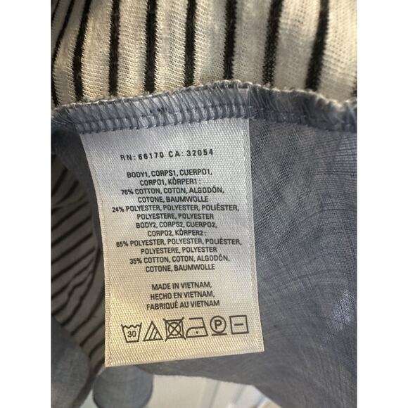 Anthropologie Deletta Babydoll Tunic Size S Striped Chambray Cap Sleeve Top - Picture 6 of 10